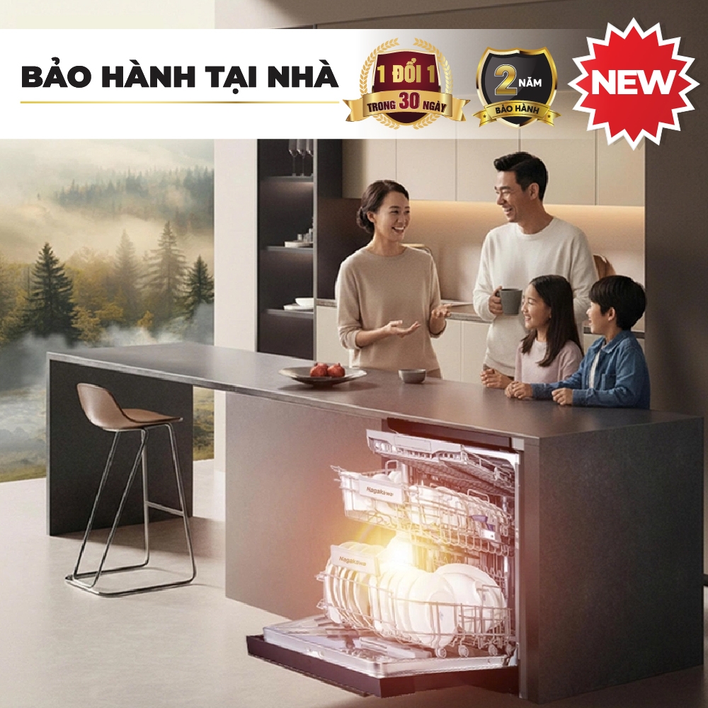 Máy rửa bát độc lập 15 bộ Nagakawa NMD9818