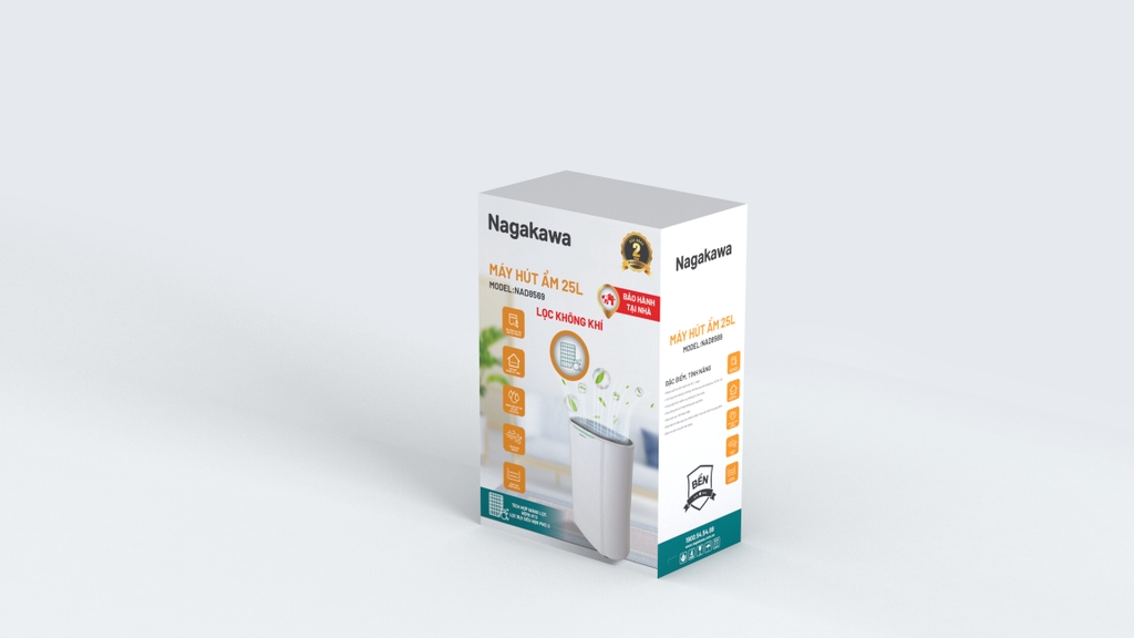 Máy hút ẩm lọc không khí 25L Nagakawa NAD8569
