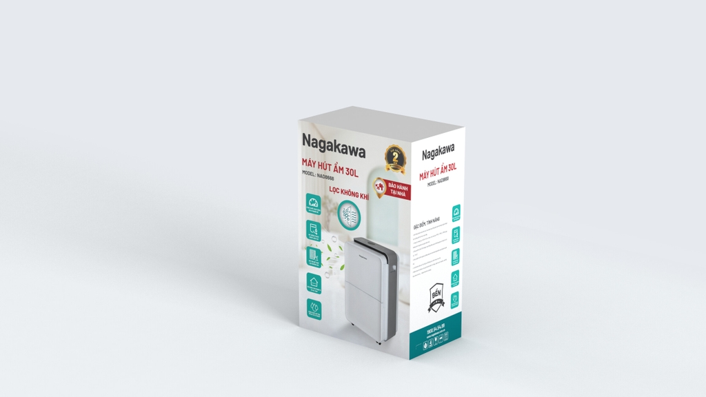 Máy hút ẩm lọc không khí 30L Nagakawa NAD8668