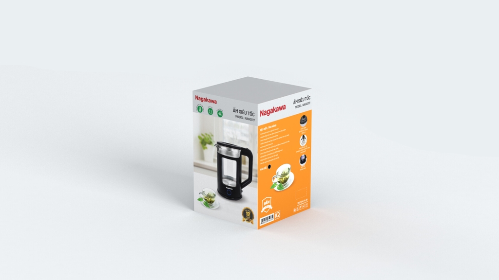 Ấm siêu tốc thủy tinh 1.7L Nagakawa NAG0317