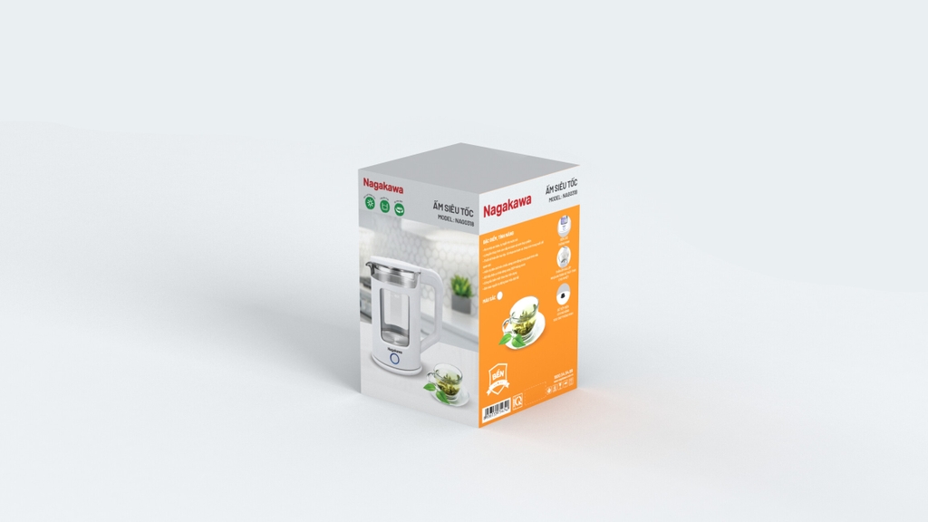 Ấm siêu tốc thủy tinh 1.7L Nagakawa NAG0318