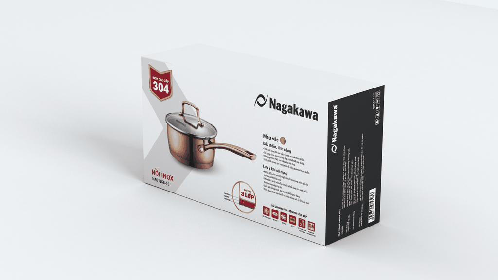 Nồi inox 304 đa đáy cán dài NAG1358-16