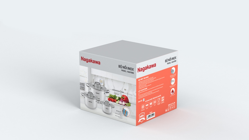 Bộ nồi inox Nagakawa NAG1360