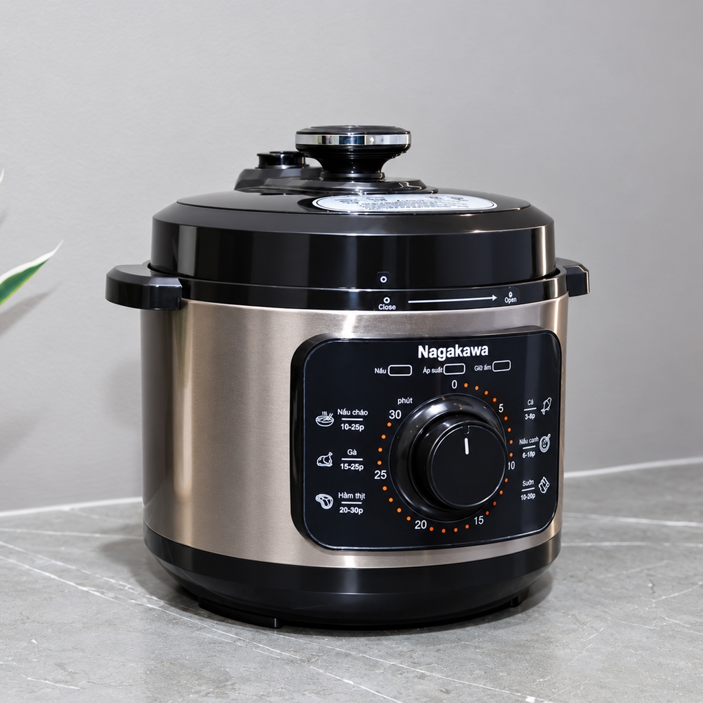 Nồi áp suất điện 5L inox 304 Nagakawa NEP5279