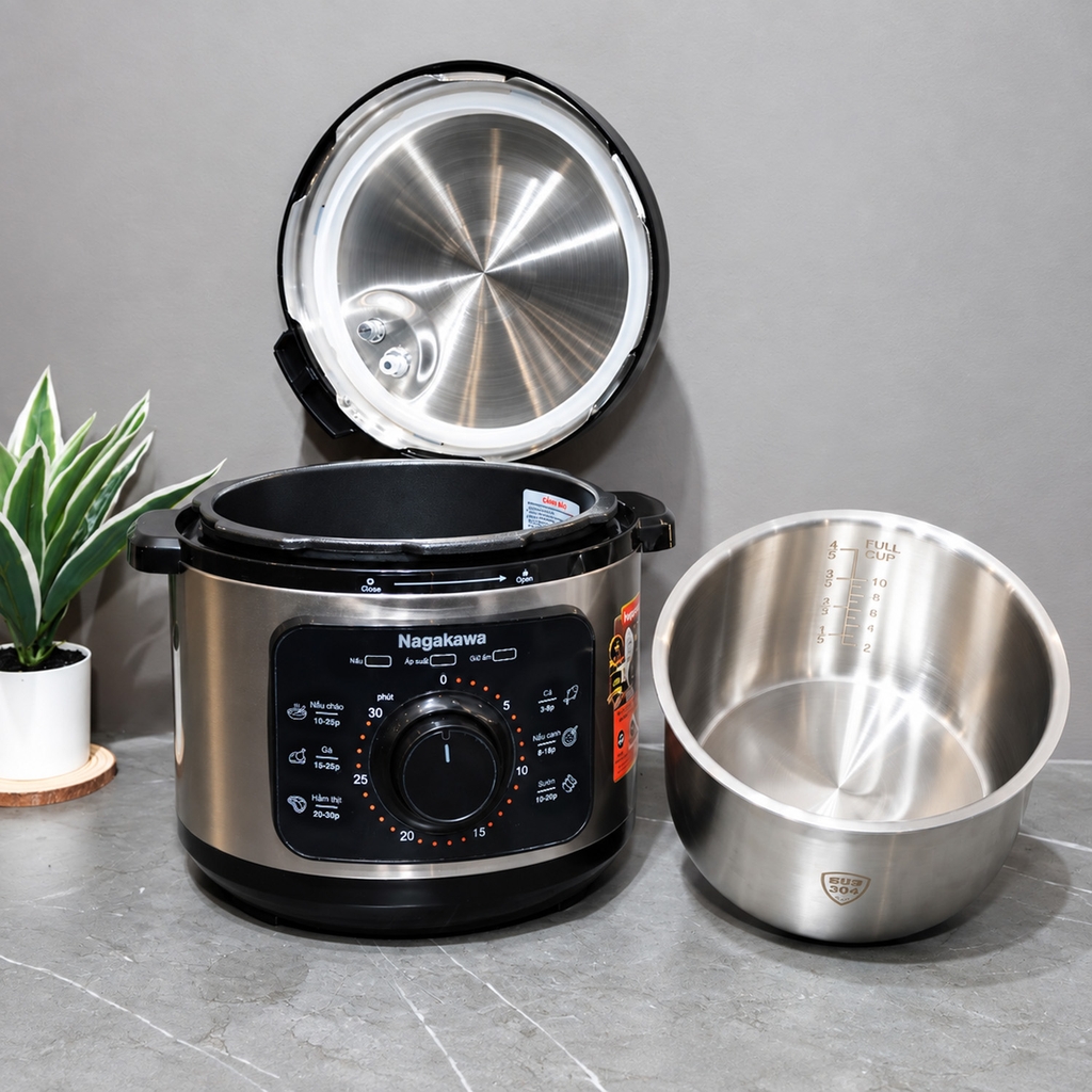 Nồi áp suất điện 5L inox 304 Nagakawa NEP5279