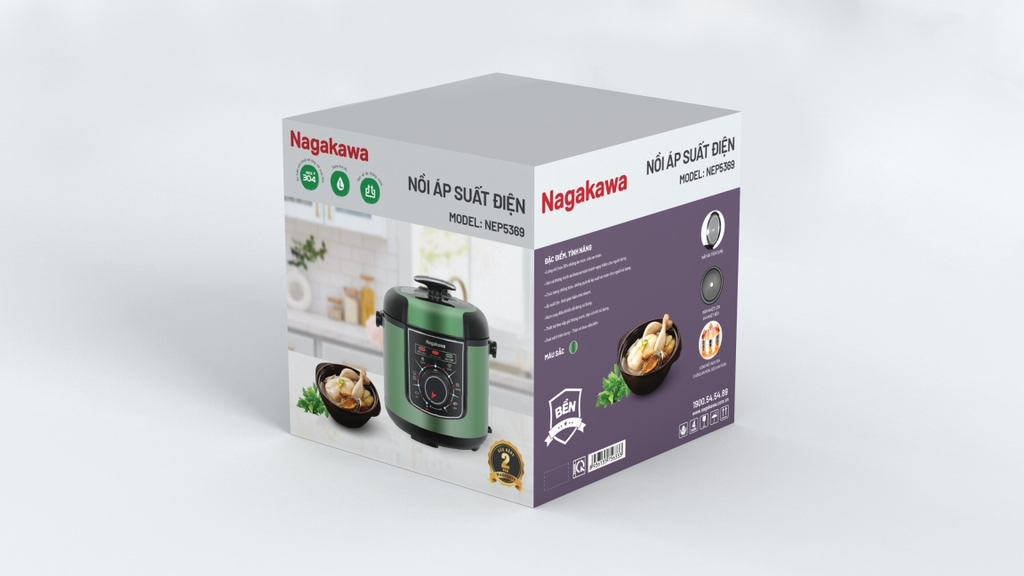 Nồi áp suất điện 6L Inox 304 Nagakawa NEP5369