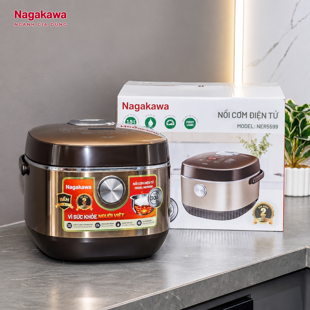 Nồi cơm điện tử 1.8L inox 304 Nagakawa NER5599
