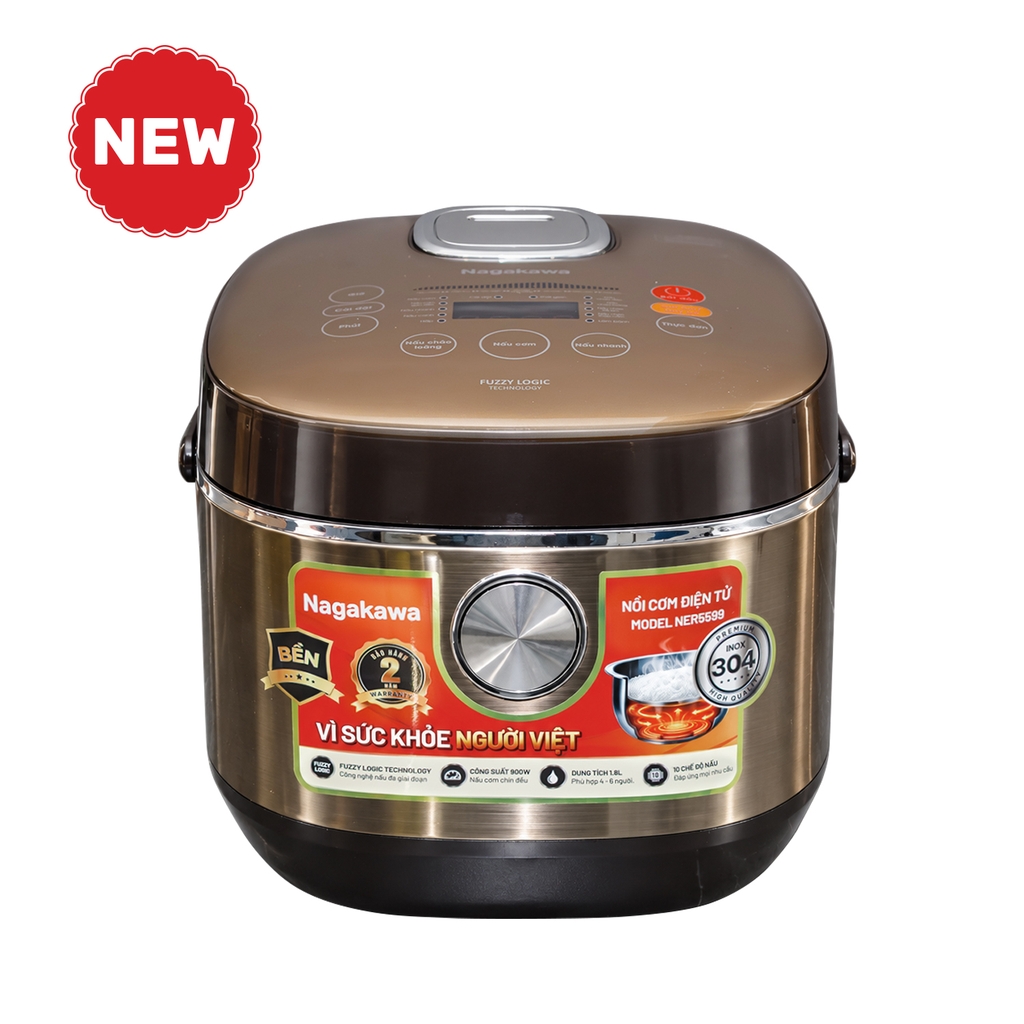 Nồi cơm điện tử 1.8L inox 304 Nagakawa NER5599