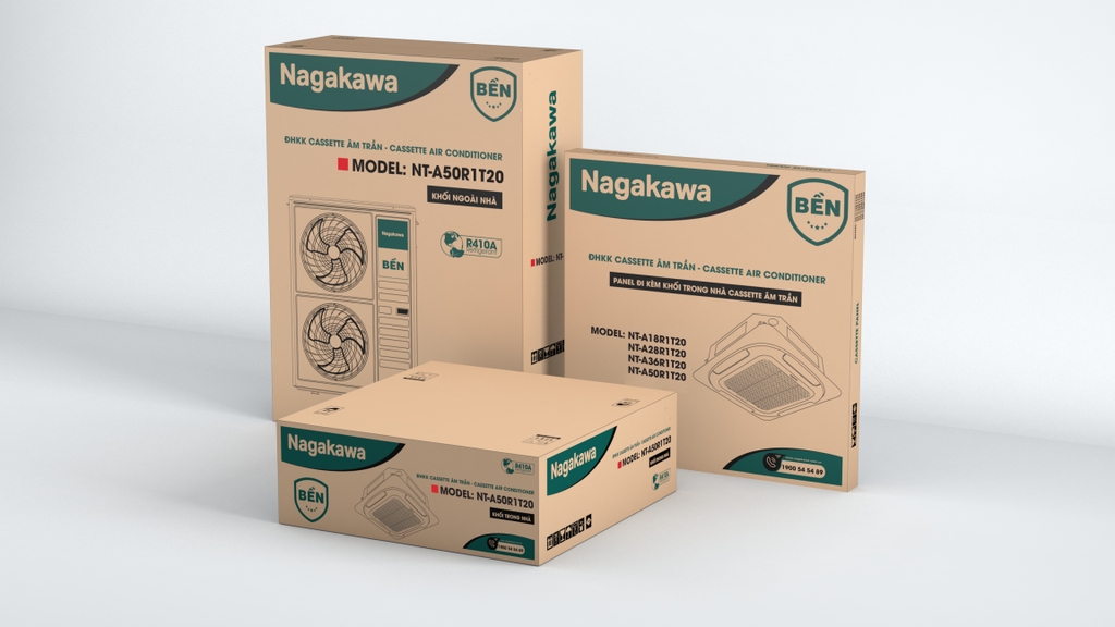 Điều hòa âm trần 8 hướng thổi Casette Nagakawa NT-A50R1T20 50000 BTU/h 2 chiều
