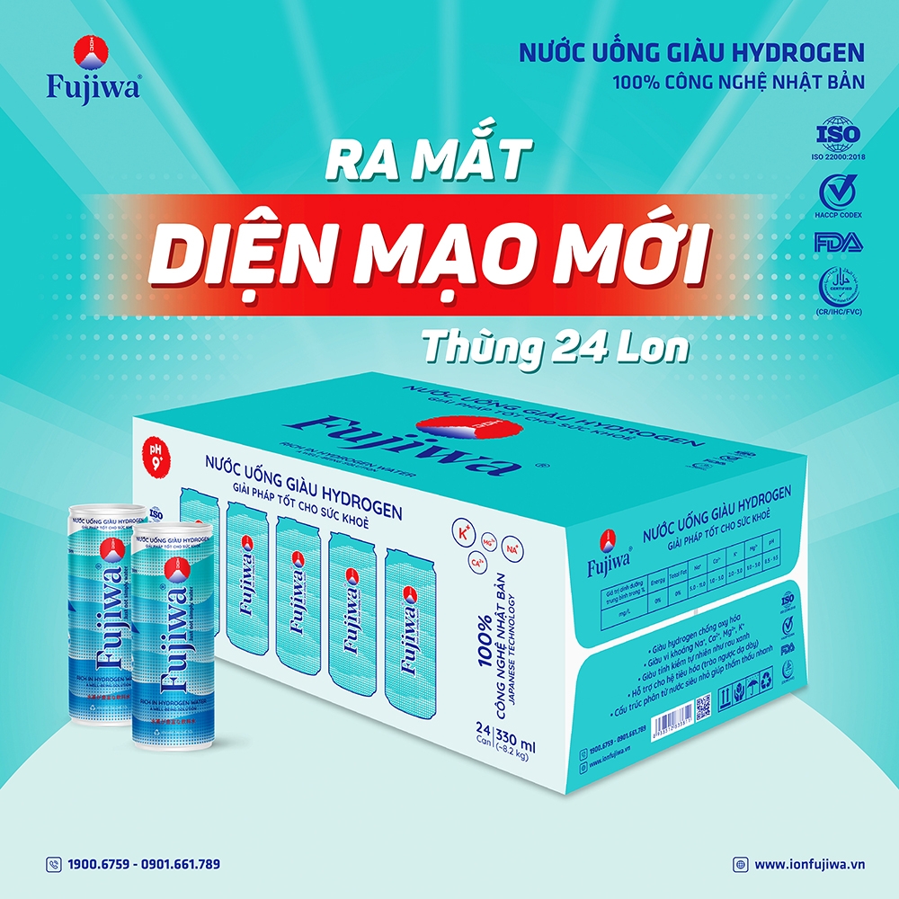 Nước Uống Fujiwa Giàu Hydrogen Cao Cấp - Thùng 24 Lon