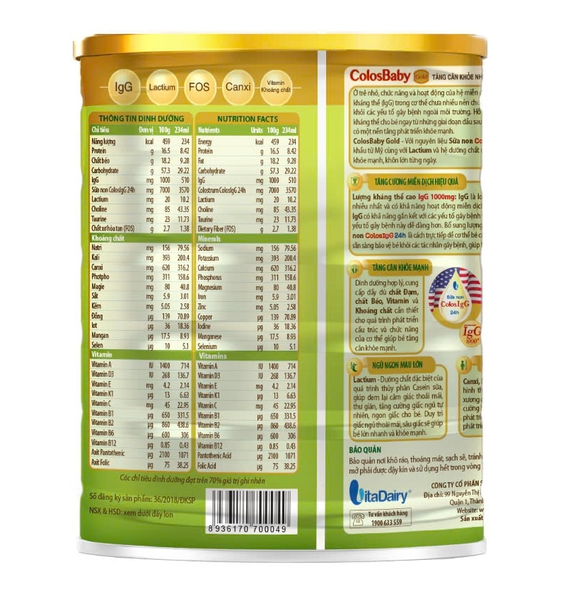 Sữa Colosbaby Gold 1+ 800g (1 - 2 tuổi)