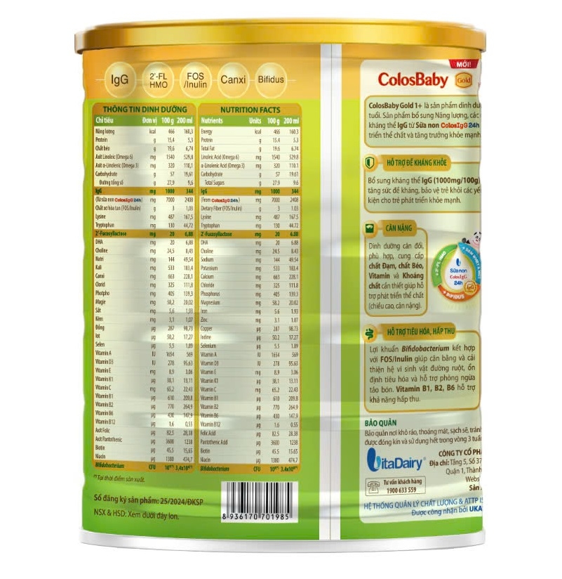 Sữa Colosbaby Gold 1+ 800g (Mới) (1 - 2 tuổi)