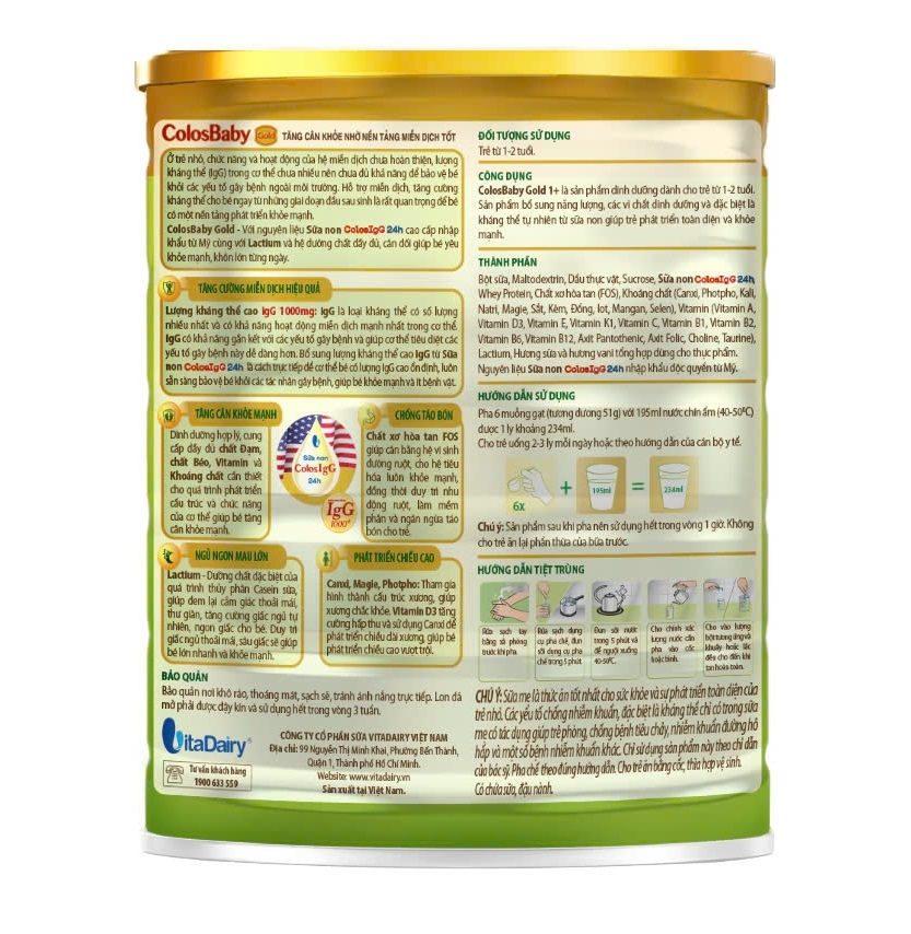 Sữa Colosbaby Gold 1+ 800g (1 - 2 tuổi)