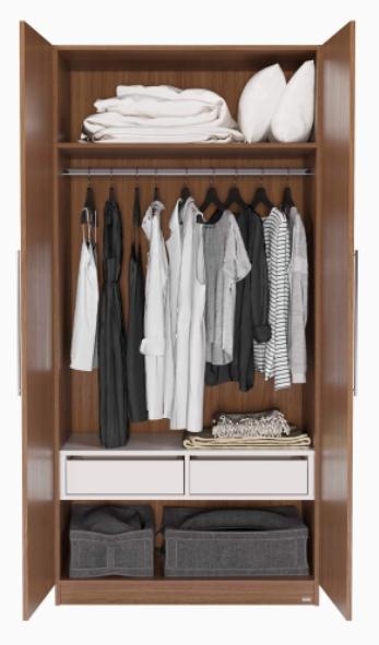 Tủ Quần Áo Gỗ MDF 2 Cánh Tay Nắm