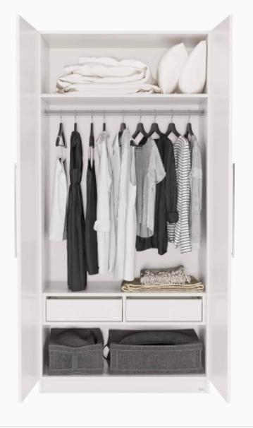 Tủ Quần Áo Gỗ MDF 2 Cánh Tay Nắm