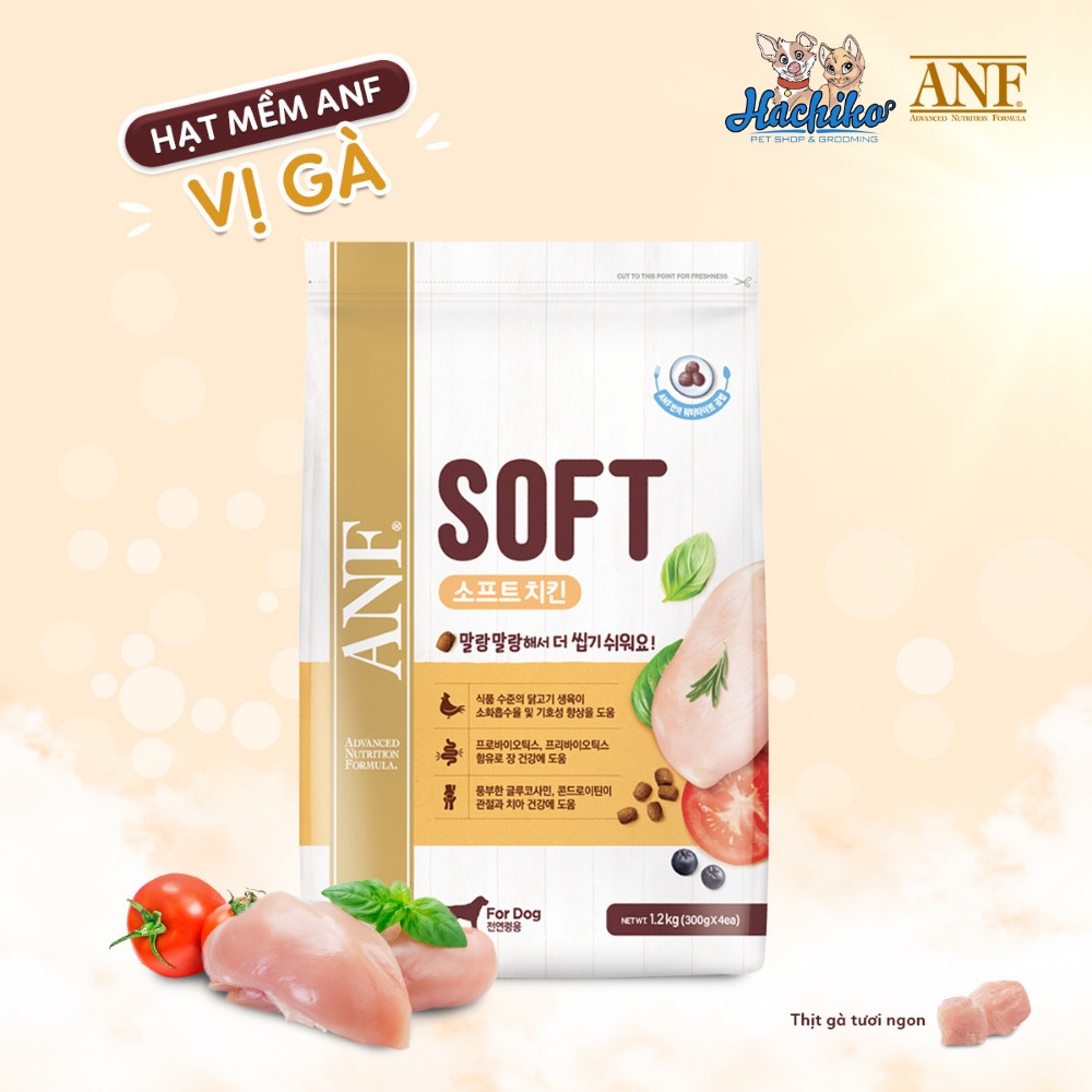 Thức ăn hạt mềm cho chó ANF soft Salmon/Chicken vị cá hồi/ vị gà 1.2kg