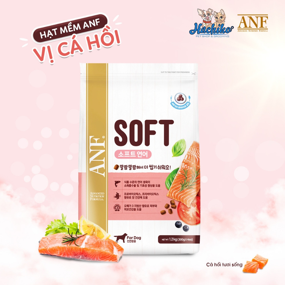 Thức ăn hạt mềm cho chó ANF soft Salmon/Chicken vị cá hồi/ vị gà 1.2kg