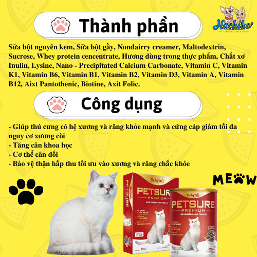Sữa Bột Dinh Dưỡng Cao Cấp Cho Mèo Petsure Premium Dr.Kyan 400gr