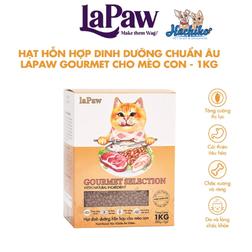 Thức ăn hỗn hợp dinh dưỡng chuẩn Âu laPaw Gourmet cho Mèo con 1kg