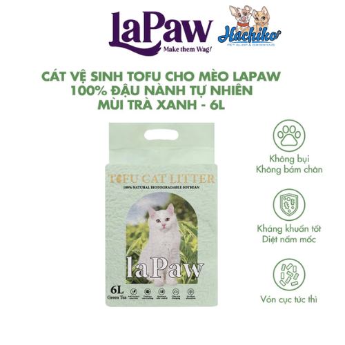 Cát vệ sinh tofu cho mèo laPaw 100% đậu nành tự nhiên 6l