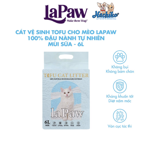 Cát vệ sinh tofu cho mèo laPaw 100% đậu nành tự nhiên 6l