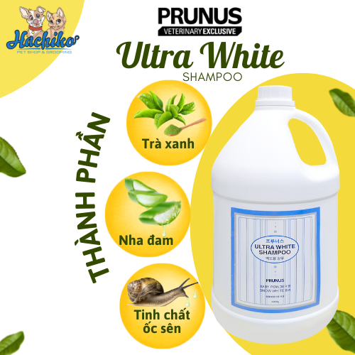 Sữa tắm cho chó lông trắng Prunus Ultra White 4 lít