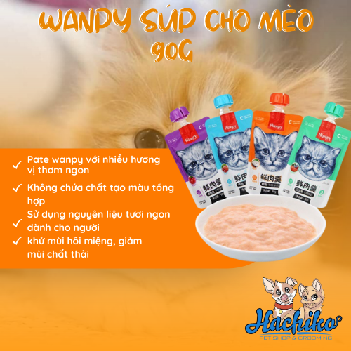 Súp thưởng cho mèo Wanpy 90g nắp vặn tiện lợi