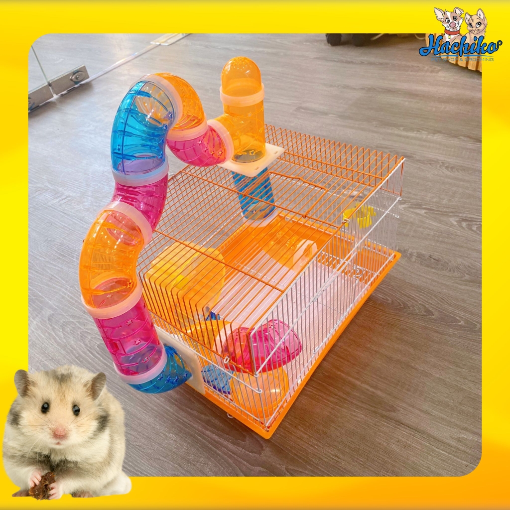 Lồng xách tay 1 tầng full phụ kiện cho Hamster 35*27*27cm