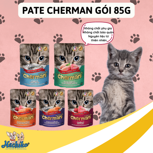 Pate, xốt cao cấp cho mèo Cherman gói 85g - 5 vị thơm ngon