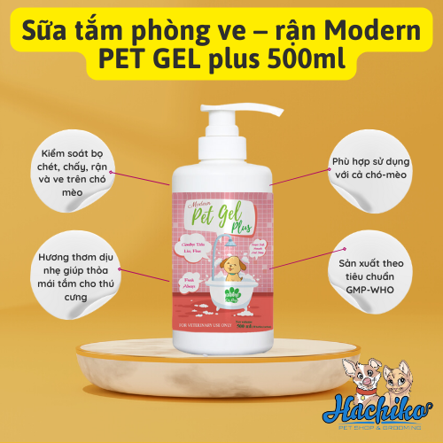 Sữa tắm phòng ve rận Modern PET GEL plus 500ml