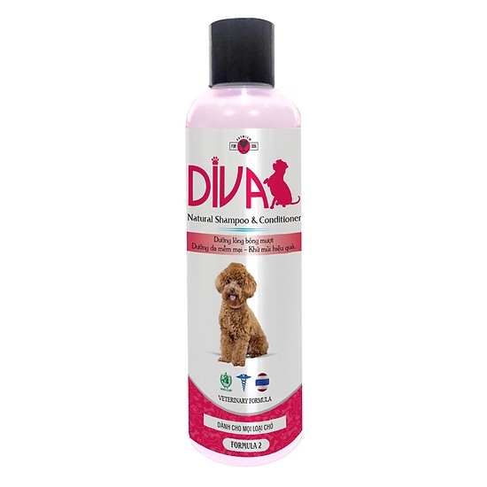 Sữa tắm dưỡng lông, khử mùi cho chó Diva hồng 260ml