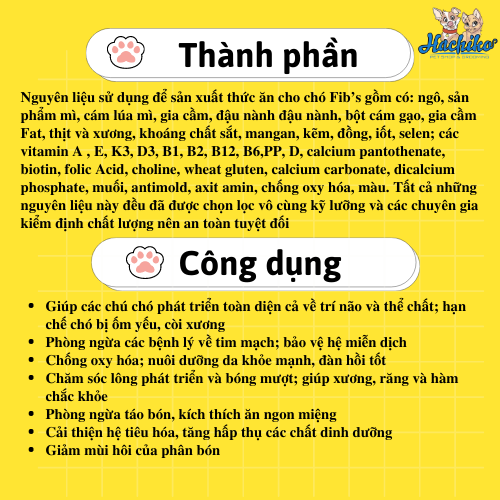 Thức ăn hạt khô cho Chó Fib's 20kg xá