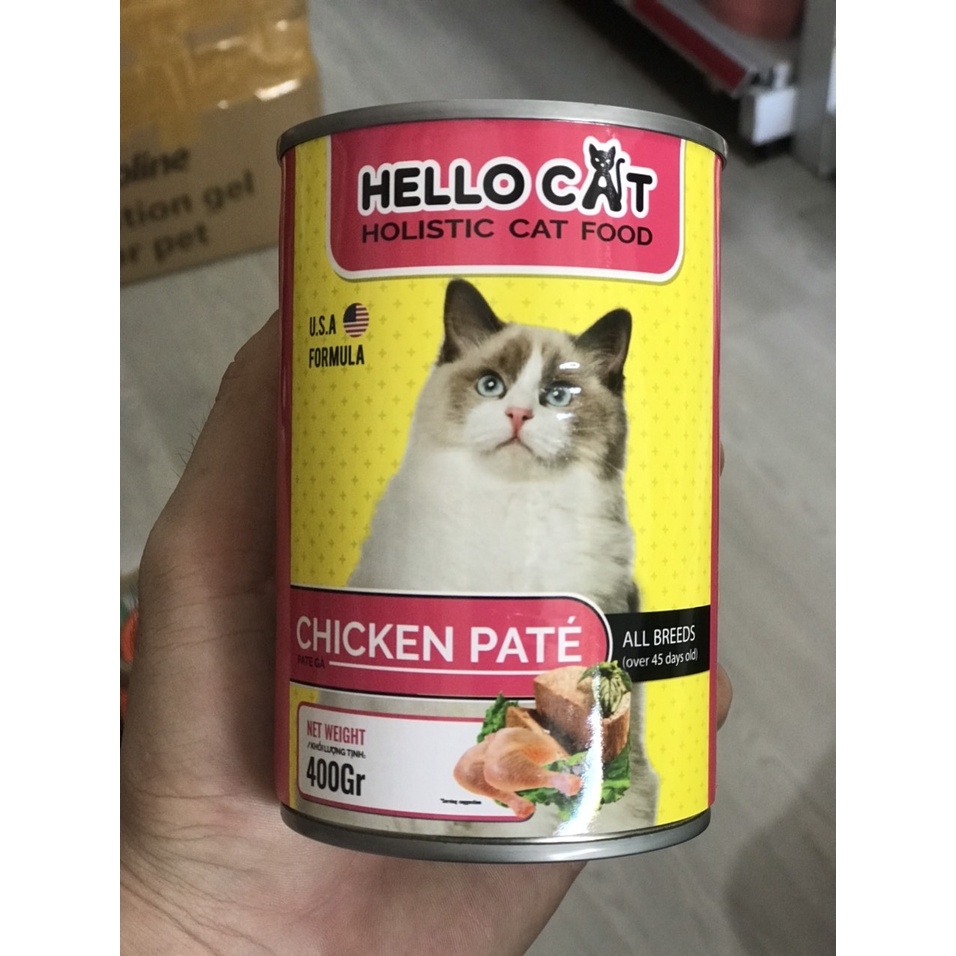 Pate cho Mèo HelloCat lon 400gr  Vị Gà & Cá Ngừ