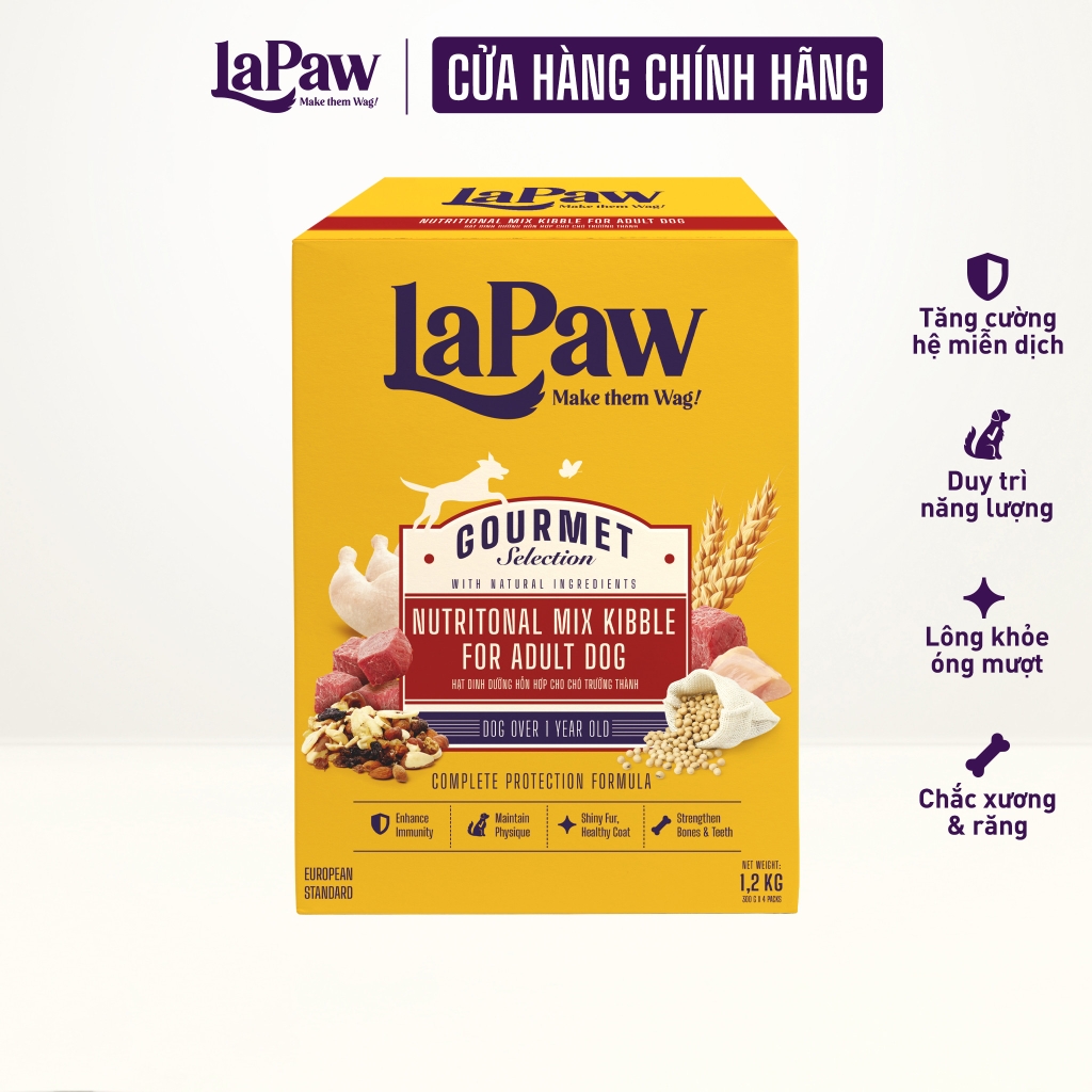 laPaw Gourmet Hạt cho chó trưởng thành dinh dưỡng chuẩn Âu 1,2kg