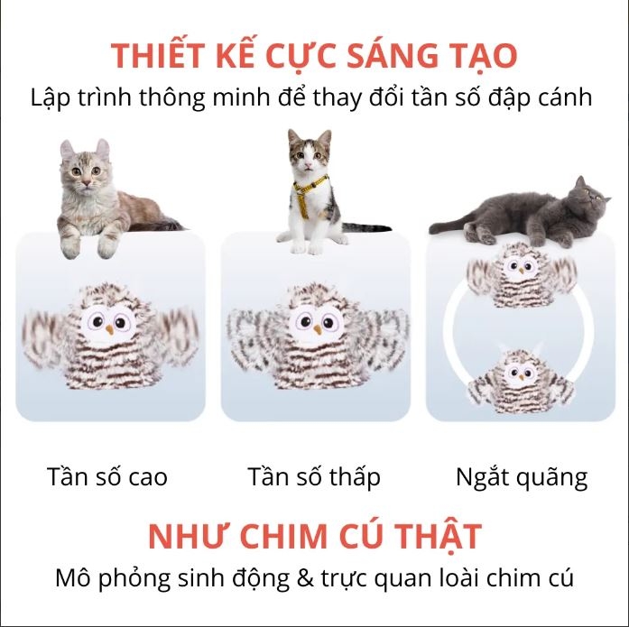 Đồ Chơi Mèo Cảm Biến Hình Chim Cú Mèo FOFOS