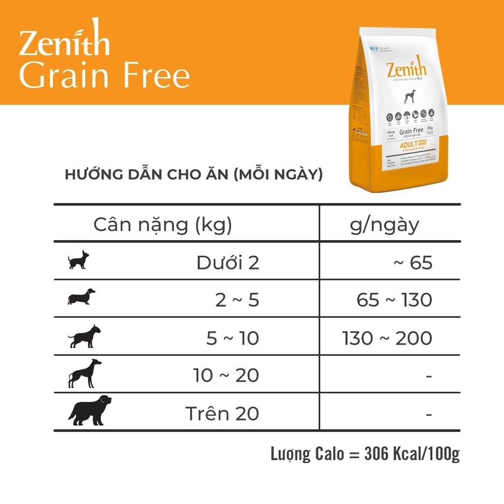 Thức ăn hạt mềm cho chó trưởng thành Zenith Adult 3kg