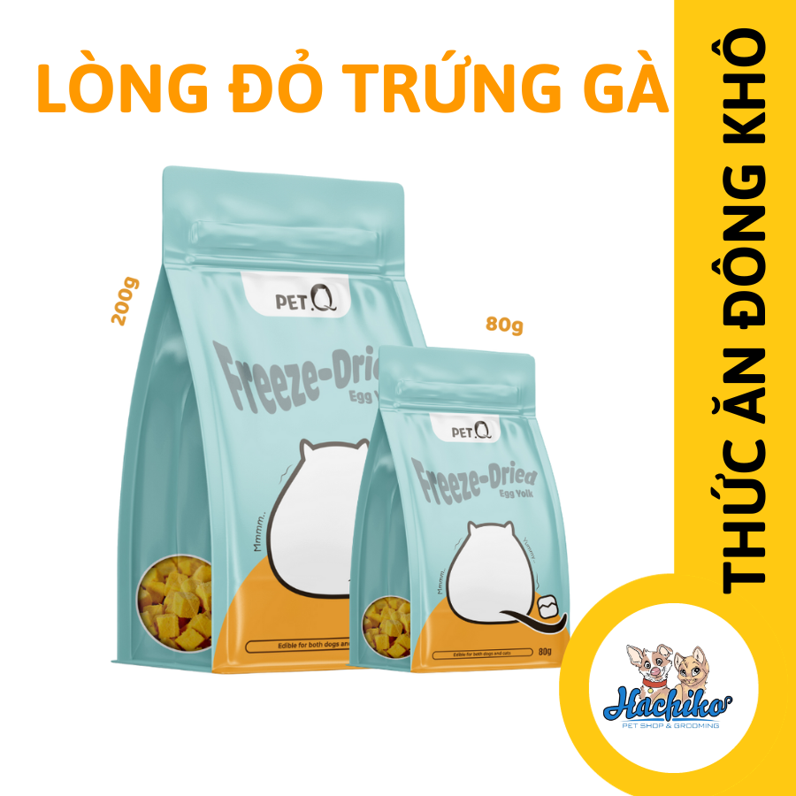 Thức ăn đông khô cho thú cưng PetQ Mèo 80gr/ 200gr - Lòng đỏ trứng gà