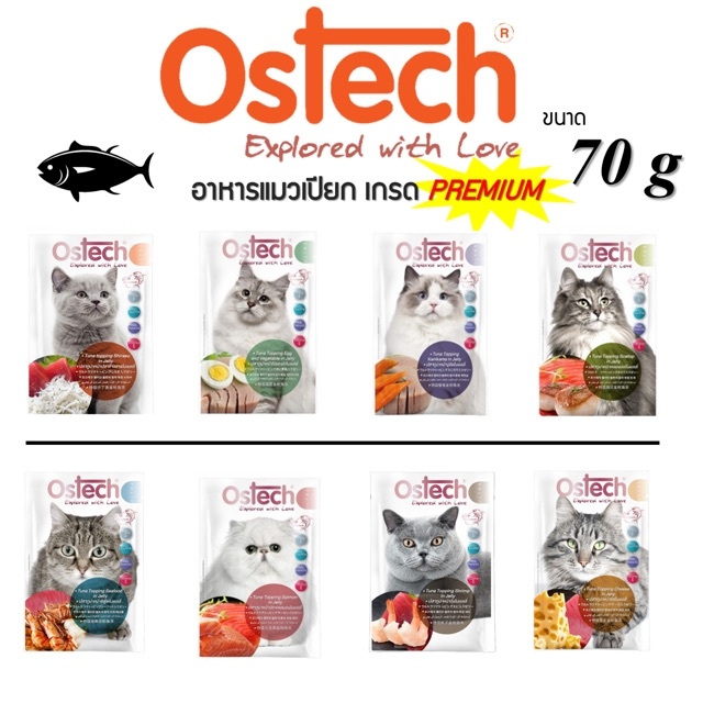 Pate cao cấp cho mèo Ostech Ultra Pounch Cat 70g gói màu trắng