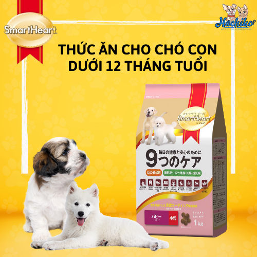 Thức ăn hạt khô cho chó con Smartheart Gold Puppy 1kg