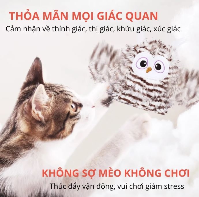 Đồ Chơi Mèo Cảm Biến Hình Chim Cú Mèo FOFOS