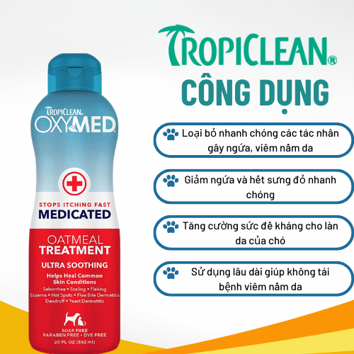 Sữa tắm chấm dứt cơn ngứa cho Chó/Mèo OXYMED Medicated Oatmeal Treatment 592ml