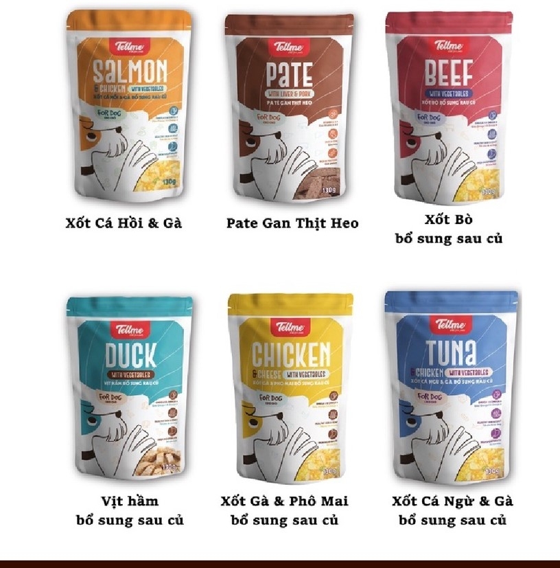 Tellme Xốt cho Chó Vịt/Gà phomai 130gr bổ sung rau củ