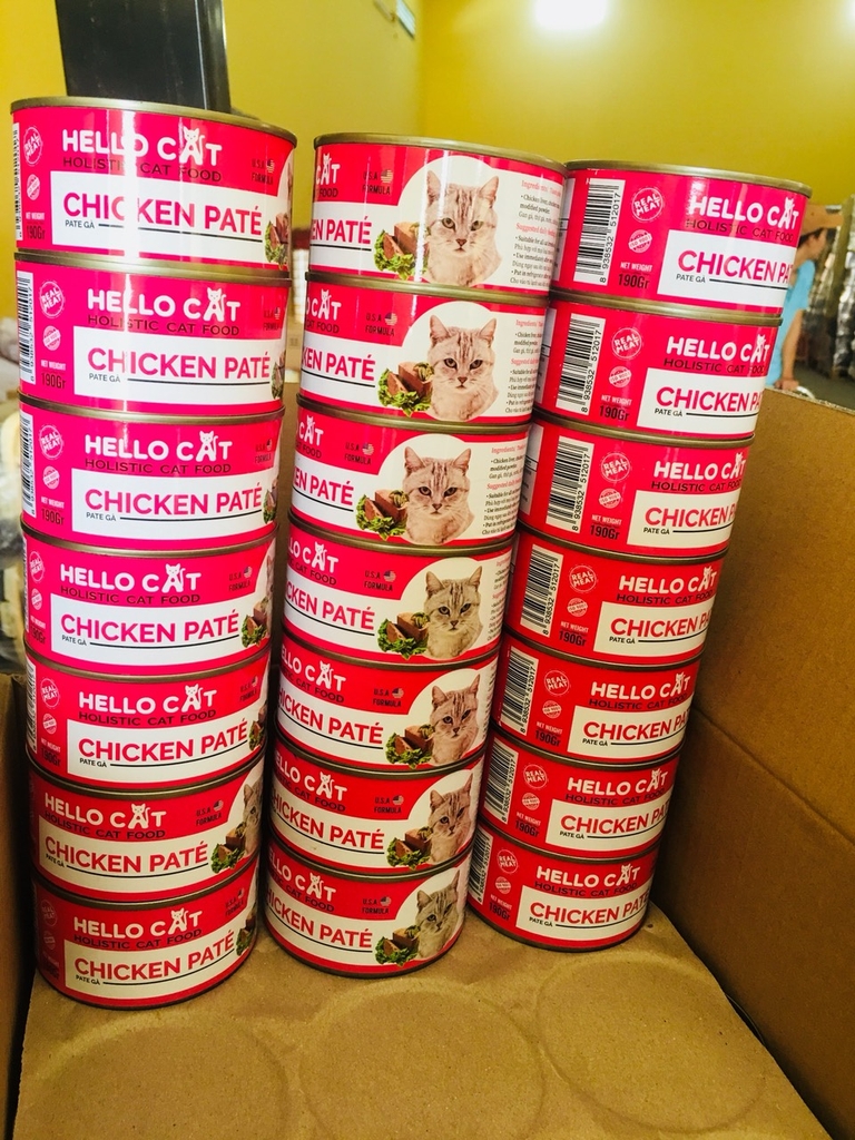 Pate cho Mèo HelloCat lon 190gr  Vị Gà & Cá Ngừ