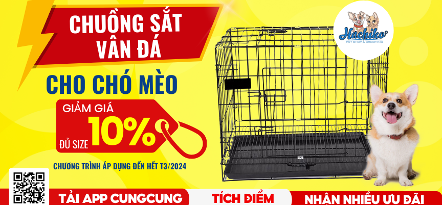 SALE 10% Chuồng sắt vân đá dày đủ size cho Chó Mèo