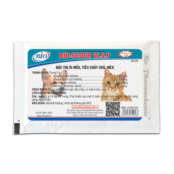 BIO-SCOUR W.S.P - ĐẶC TRỊ ÓI MỬA, TIÊU CHẢY CHÓ MÈO