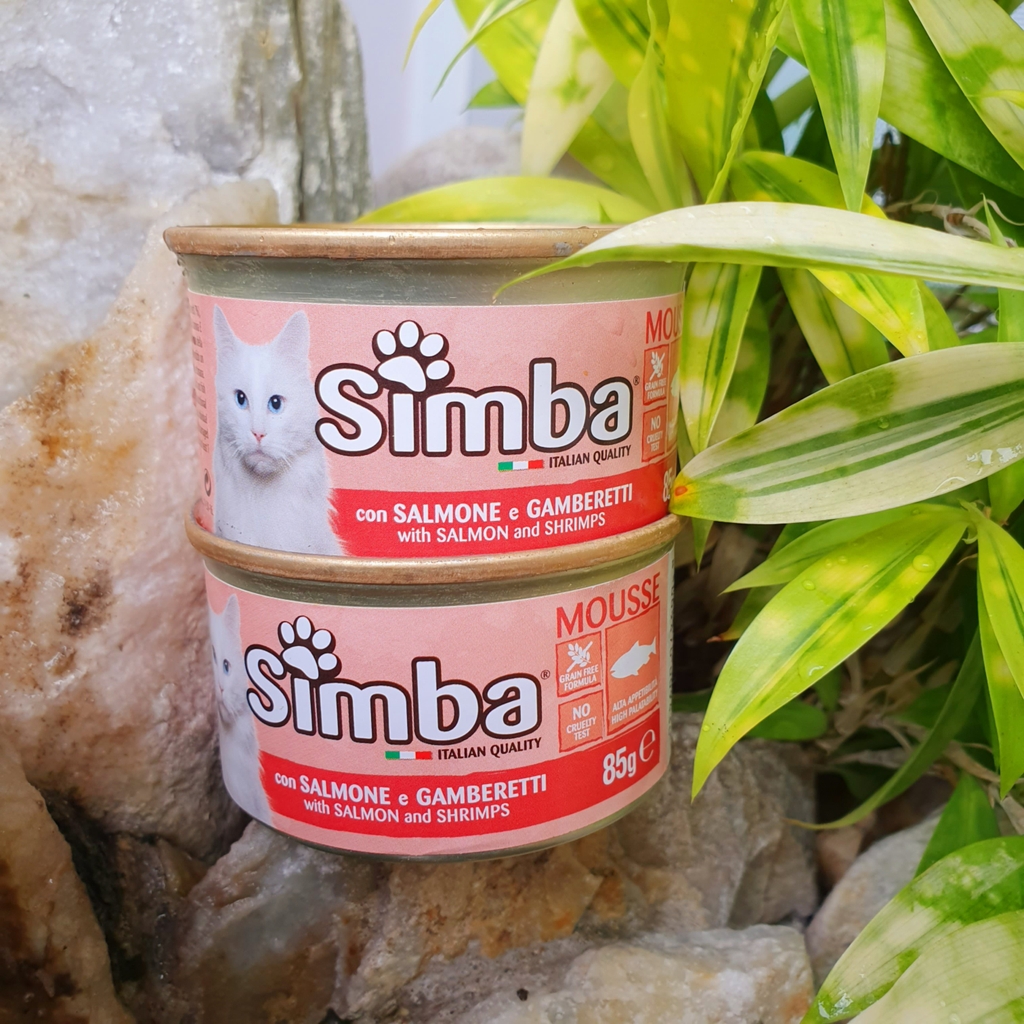 Pate Simba cho mèo vị cá hồi và tôm lon 85g