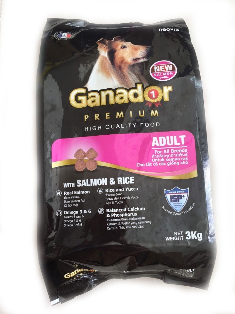 Thức ăn hoàn chỉnh Ganador Cá Hồi & Gạo cho chó trưởng thành 3kg