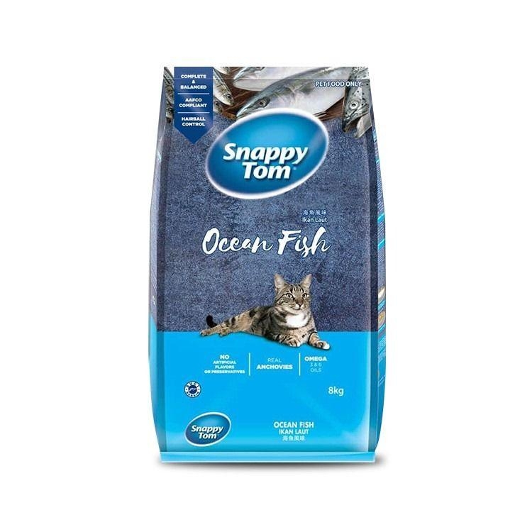 Thức ăn mèo Snappy Tom 8kg Topping cá cơm sấy