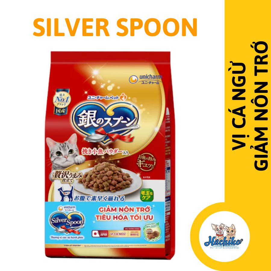 Thức ăn hạt mèo trưởng thành Silver Spoon Giảm Nôn Trớ 800g