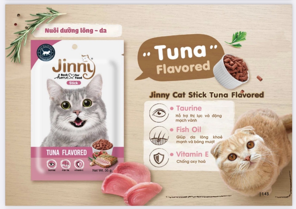 Snack thưởng cho mèo Jinny Stick 35gr